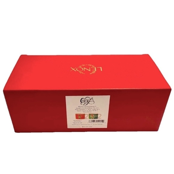 LENOX Merry Grinchmas Dr. Seuss GRINCH Mugs Set of 2~Naughty & Nice 14 oz NEW - Picture 3 of 9